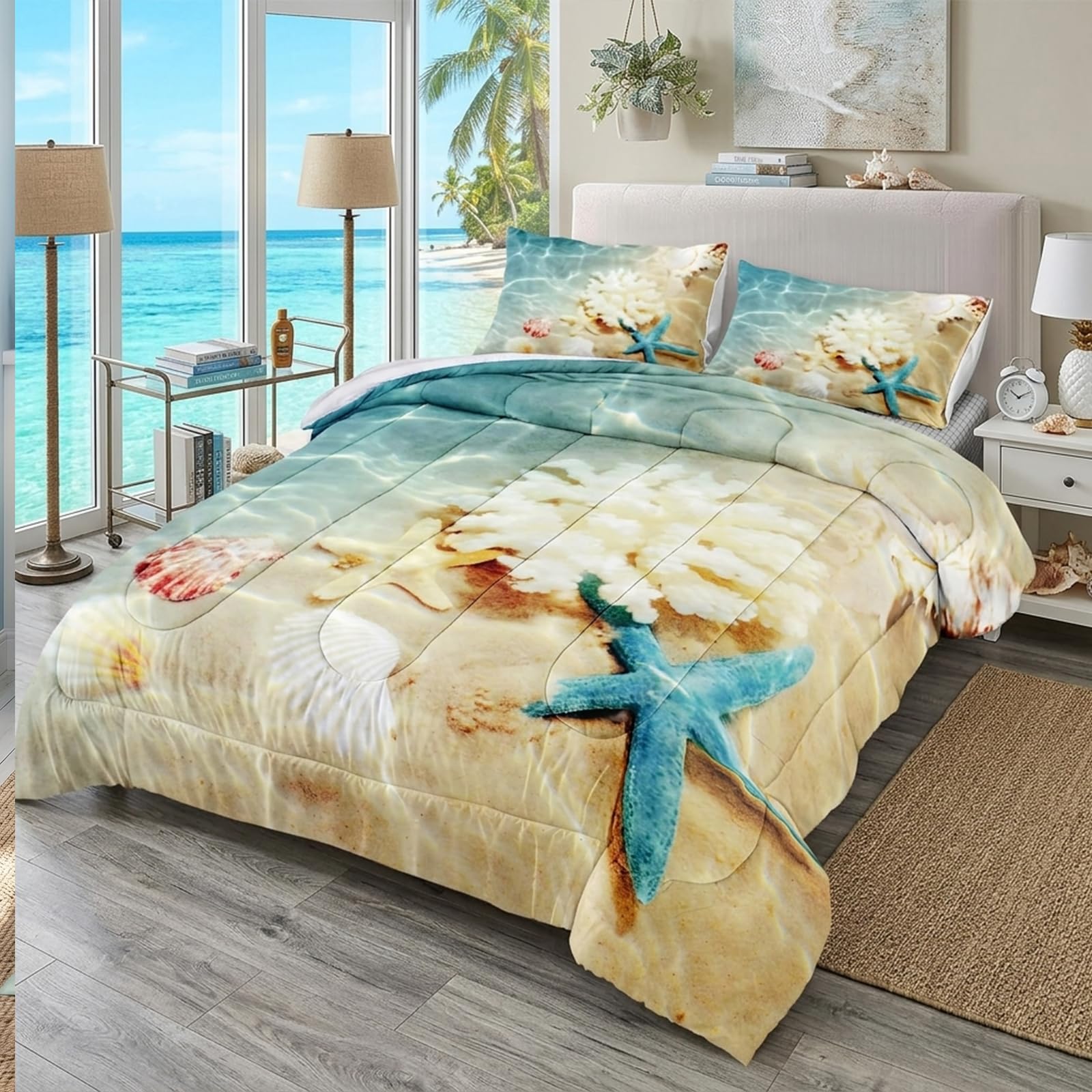 メダリスト展♡♡ フルグラフィック寝具セット Amazon｜Bedbay Beach ツイン掛け布団セット コースタル寝具セット